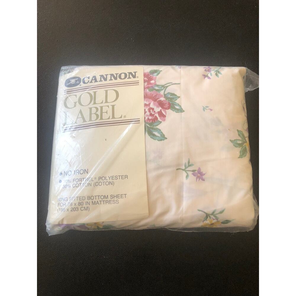 Cannon Gold Label King Fitted Sheet Luxury Floral New With Tags Vintage